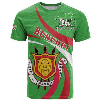 Personalized Burundi Independence Day T-Shirt Coat Of Arms With Map Graphic Tee