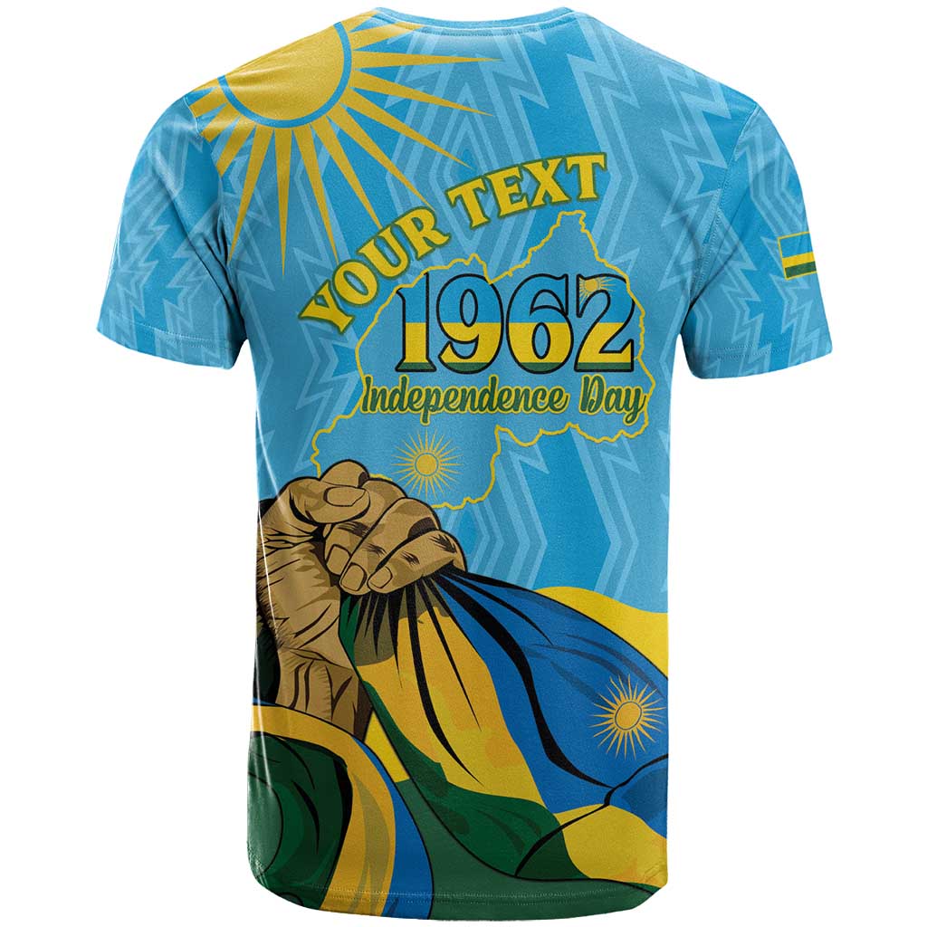 Personalized Rwanda Independence Day T-Shirt Coat Of Arms Imigongo Pattern Graphic Tee