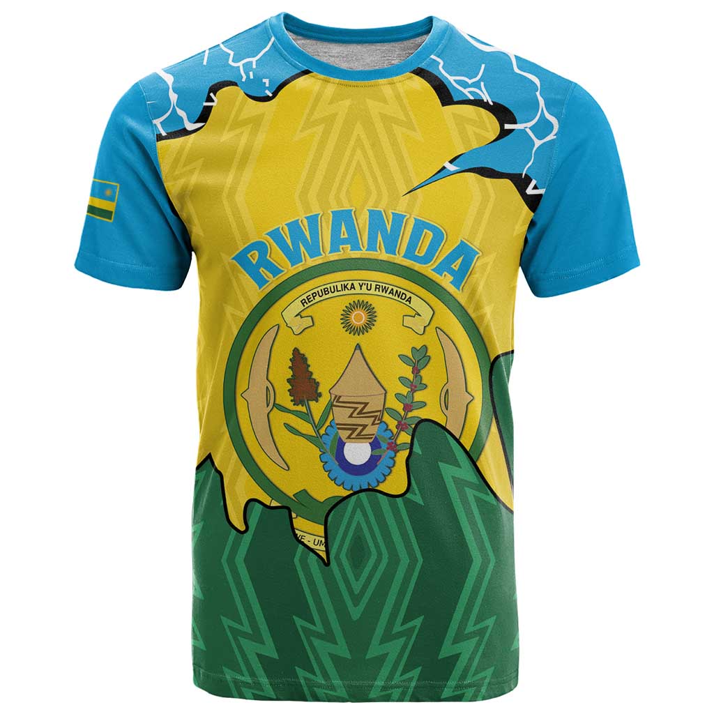 Personalized Rwanda T-Shirt Coat Of Arms Imigongo Pattern - Sporty Style Graphic Tee