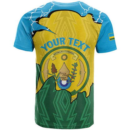 Personalized Rwanda T-Shirt Coat Of Arms Imigongo Pattern - Sporty Style Graphic Tee