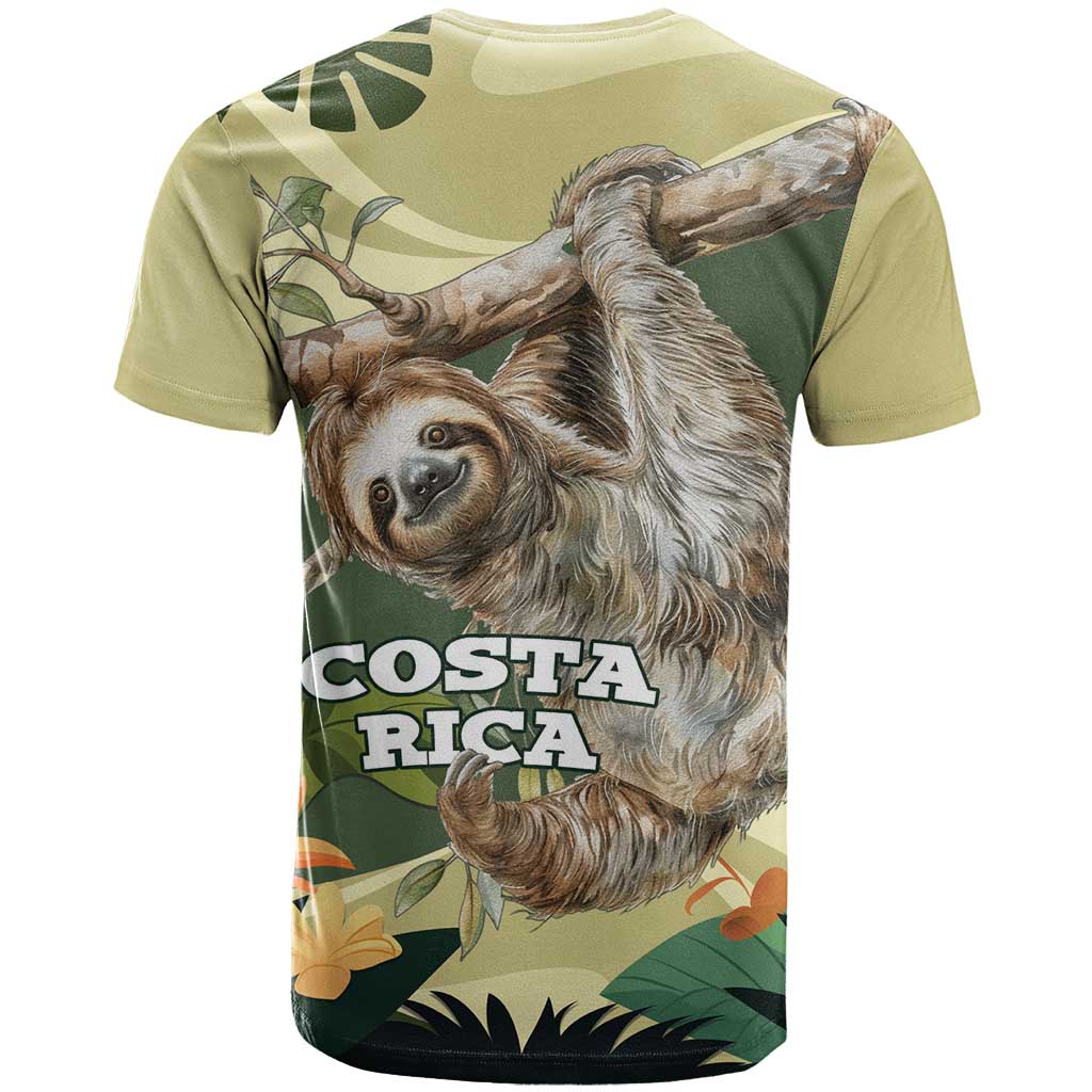 Pura Vida Costa Rica Sloth T-Shirt - Tropical Flowers Vintage Design Graphic Tee