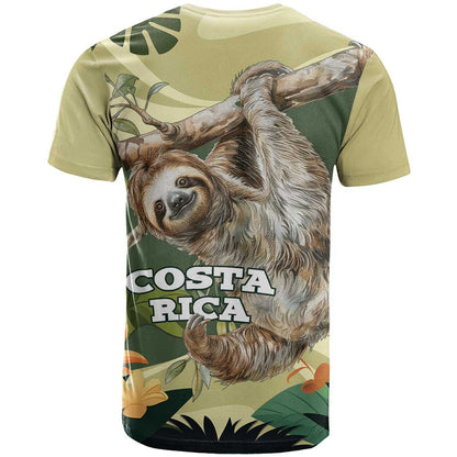 Pura Vida Costa Rica Sloth T-Shirt - Tropical Flowers Vintage Design Graphic Tee
