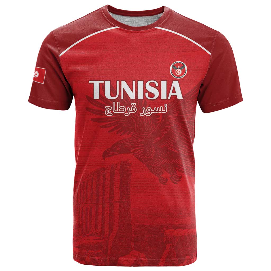Custom Tunisia Football T-Shirt Red Eagles of Carthage Graphic Tee