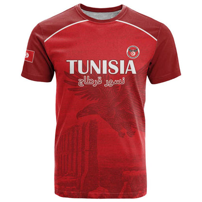 Custom Tunisia Football T-Shirt Red Eagles of Carthage Graphic Tee