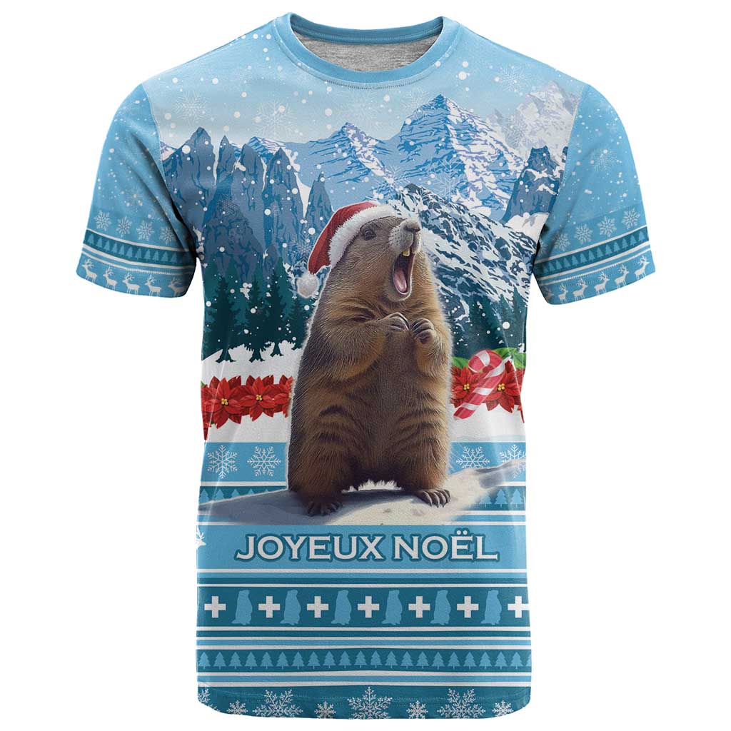 Switzerland Christmas Marmot T-Shirt Joyeux Noel Graphic Tee