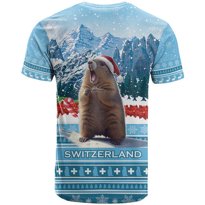 Switzerland Christmas Marmot T-Shirt Joyeux Noel Graphic Tee