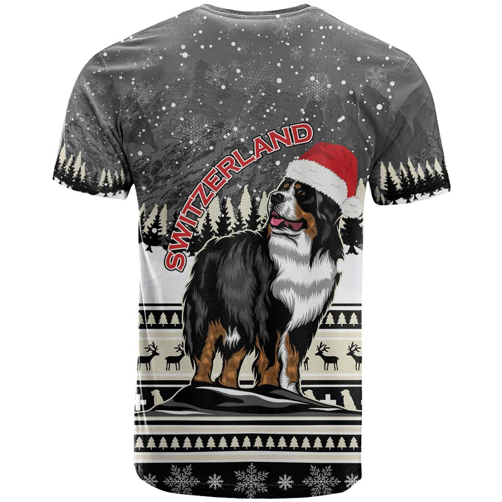 Switzerland Christmas Bernese Mountain Dog T-Shirt Joyeux Noel Graphic Tee