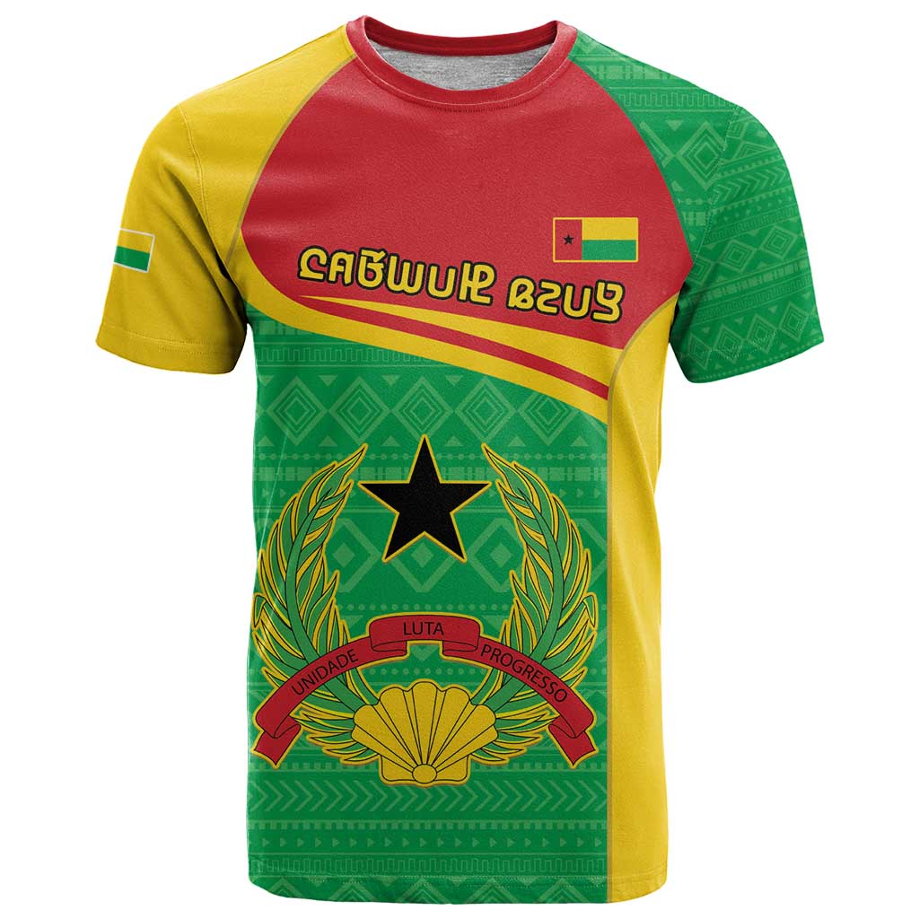 Personalised Guinea Bissau T-Shirt Coat Of Arms - African Pattern Graphic Tee