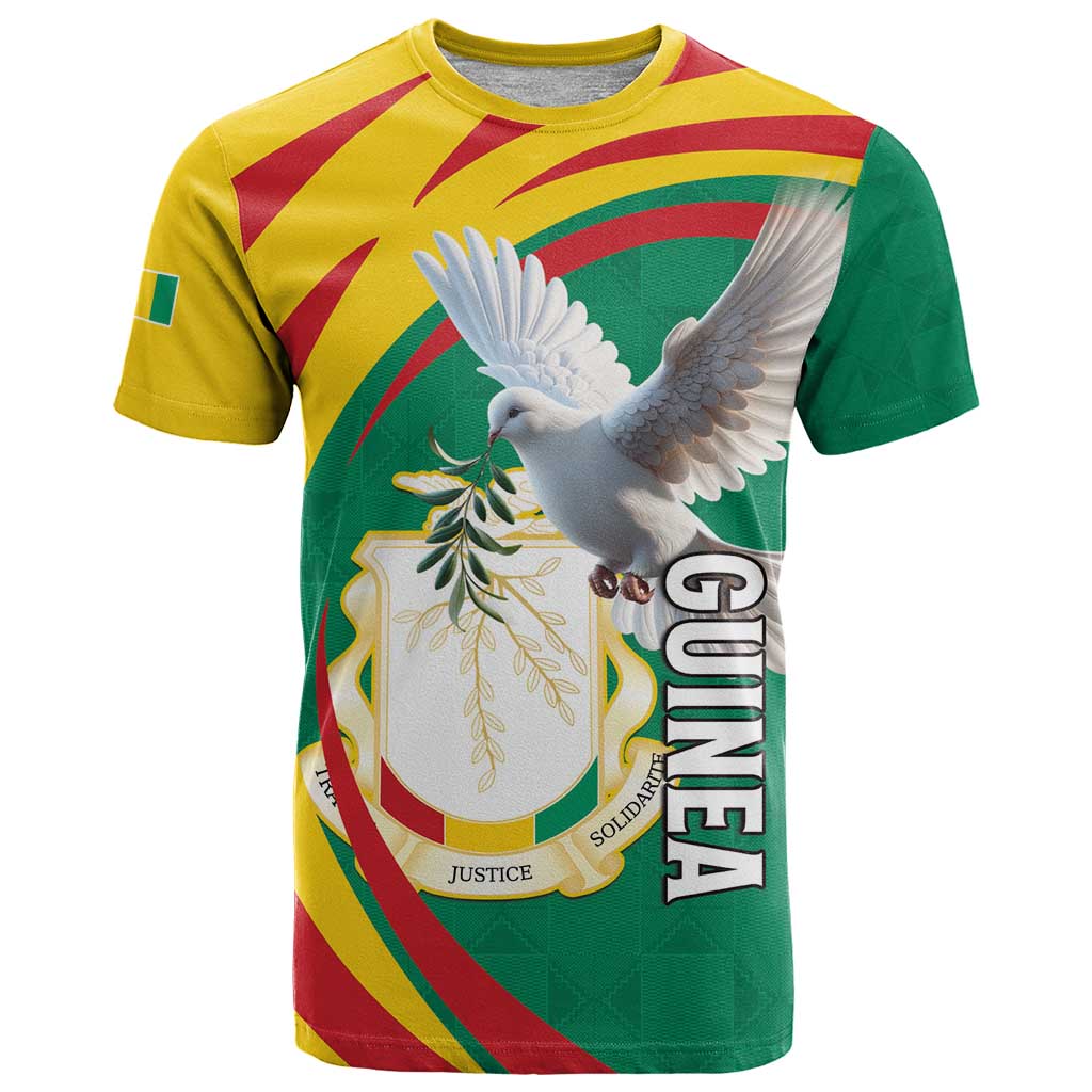 Guinea-Conakry T-Shirt Coat Of Arms With Pigeon Graphic Tee