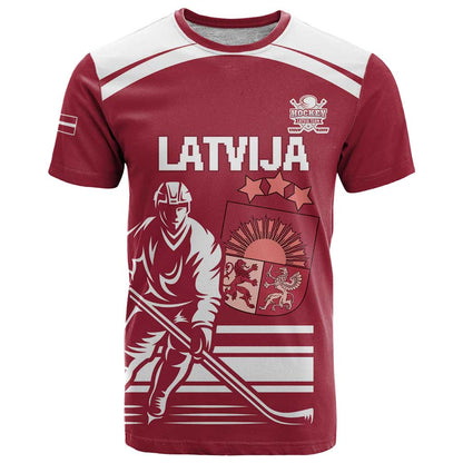 Custom Latvia Hockey T-Shirt Latvija Latvija Graphic Tee