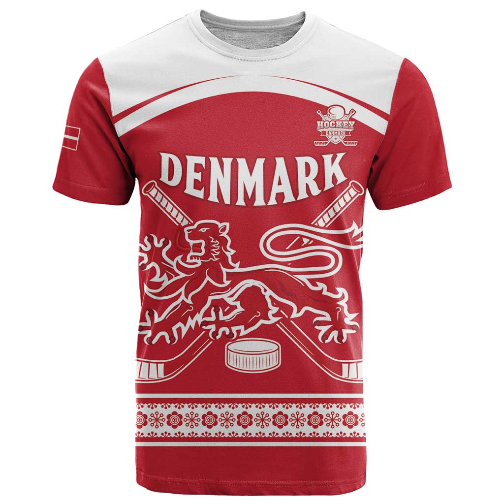 Custom Denmark Hockey T-Shirt Come On Danish Lions Graphic Tee