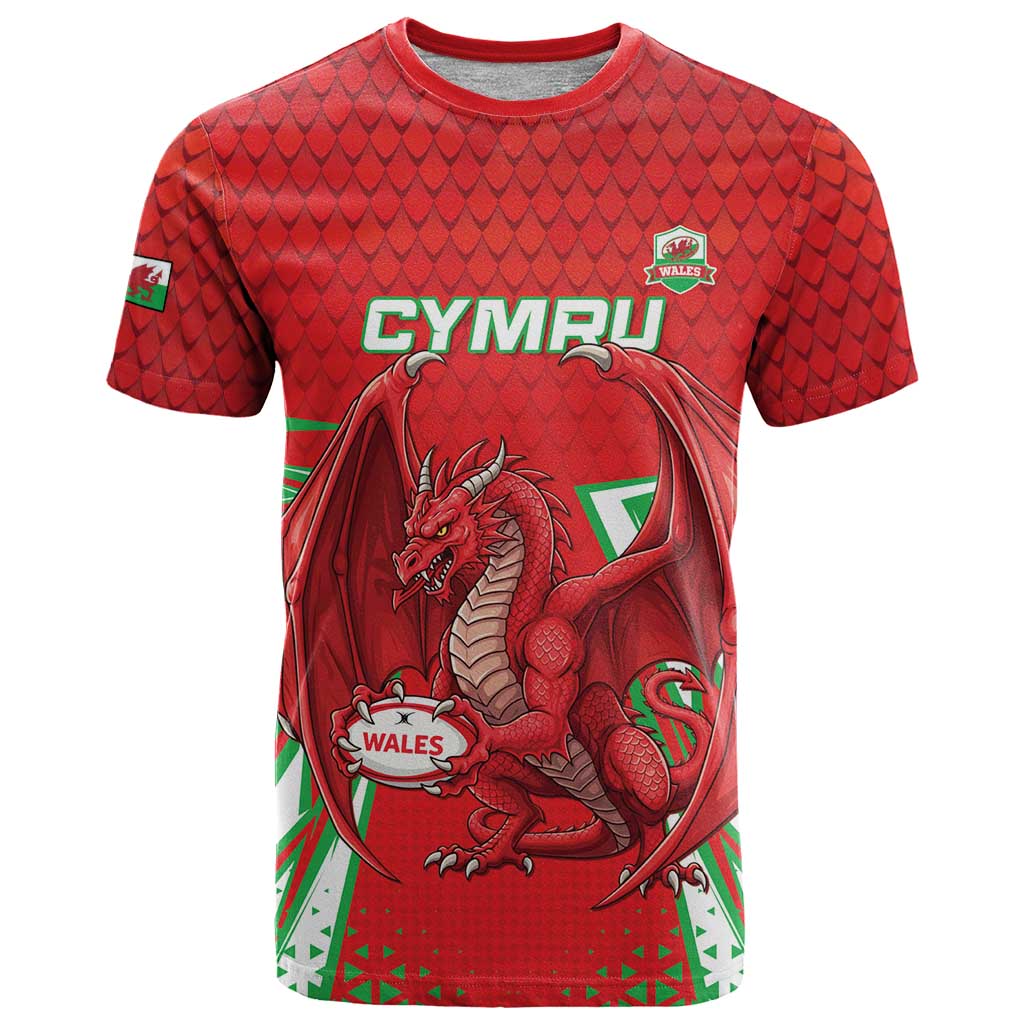 Wales Rugby Custom T-Shirt Dragon Scales Style Graphic Tee