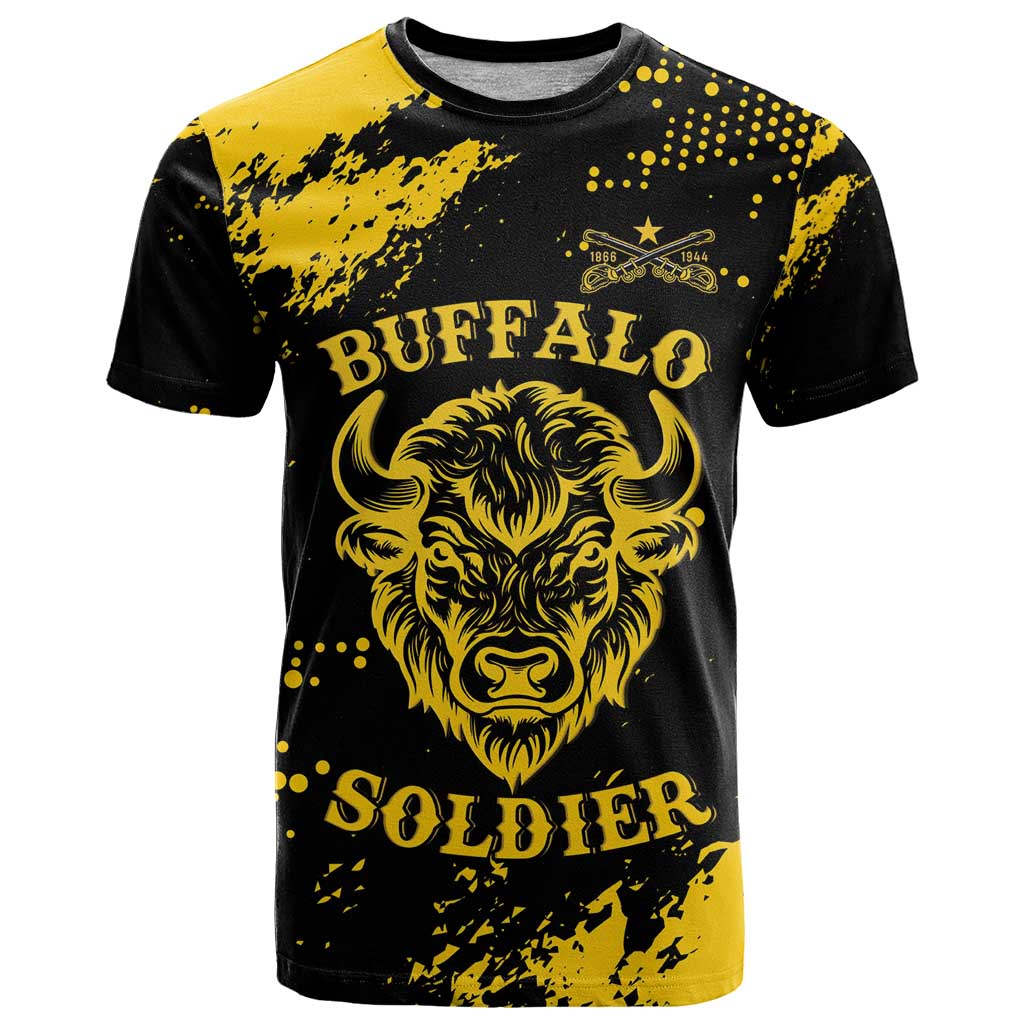 Personalized Bison Buffalo Soldiers T-Shirt American Heroes - Black Grunge Style Graphic Tee