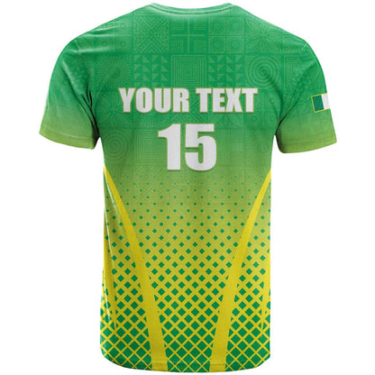 Custom Nigeria Cricket T-Shirt Come On Yellow Greens Graphic Tee