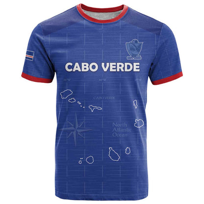 Custom Cape Verde Football T-Shirt Come On Tubaroes Azuis - Blue Graphic Tee