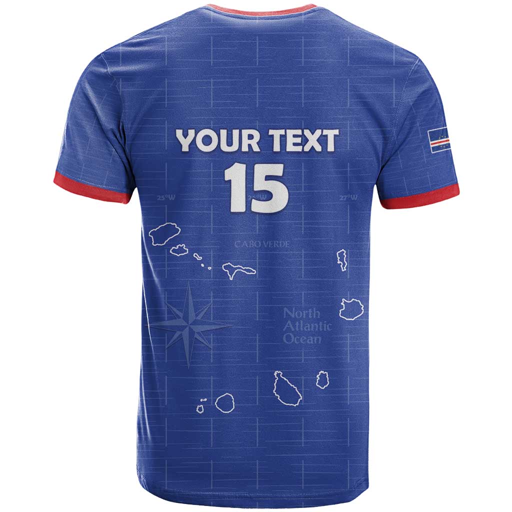 Custom Cape Verde Football T-Shirt Come On Tubaroes Azuis - Blue Graphic Tee