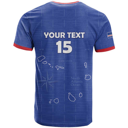 Custom Cape Verde Football T-Shirt Come On Tubaroes Azuis - Blue Graphic Tee