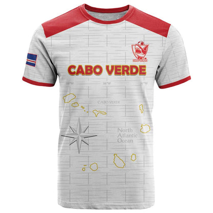 Custom Cape Verde Football T-Shirt Come On Tubaroes Azuis - White Graphic Tee