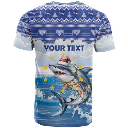 Personalized Cape Verde Football Christmas T-Shirt Feliz Natal Tubaroes Azuis Graphic Tee