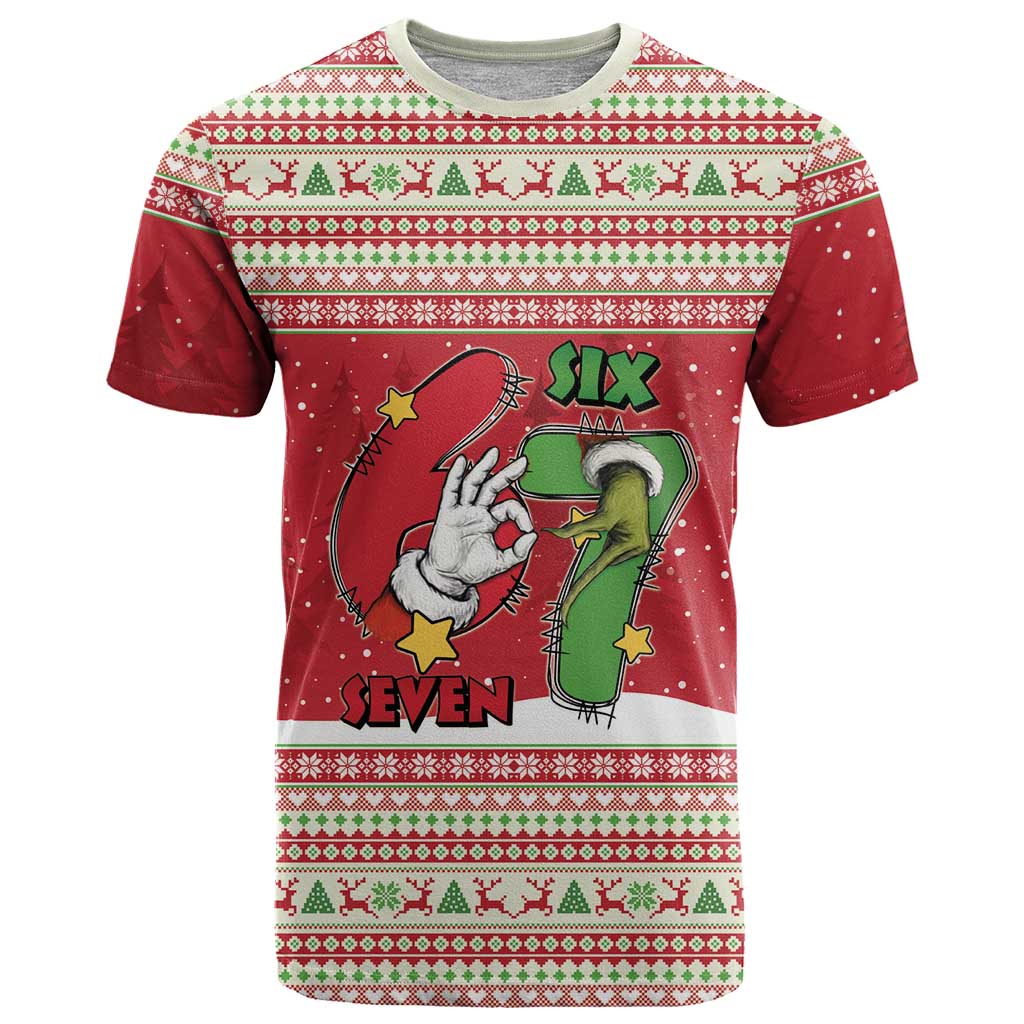 Funny Six Seven Meme Christmas T-Shirt Merry 67 Mas Graphic Tee