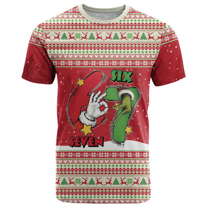 Funny Six Seven Meme Christmas T-Shirt Merry 67 Mas Graphic Tee