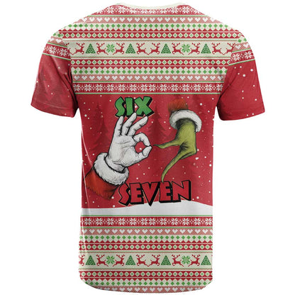 Funny Six Seven Meme Christmas T-Shirt Merry 67 Mas Graphic Tee