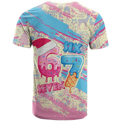 Six Seven Ice Cream Drip T-Shirt 67 Funny Christmas Gen Alpha Slang Graphic Tee