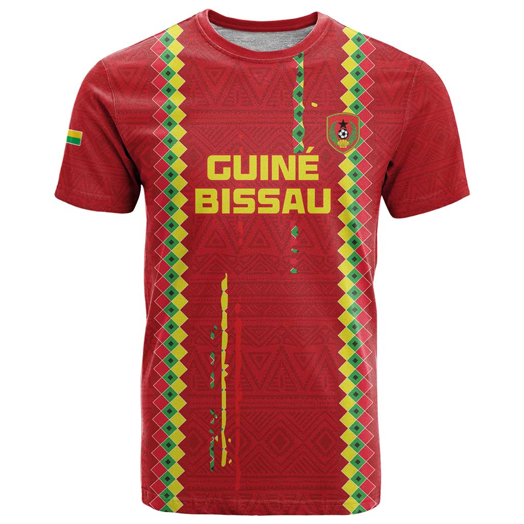 Custom Guinea Bissau Football T-Shirt Go Djurtus - Red Ver Graphic Tee