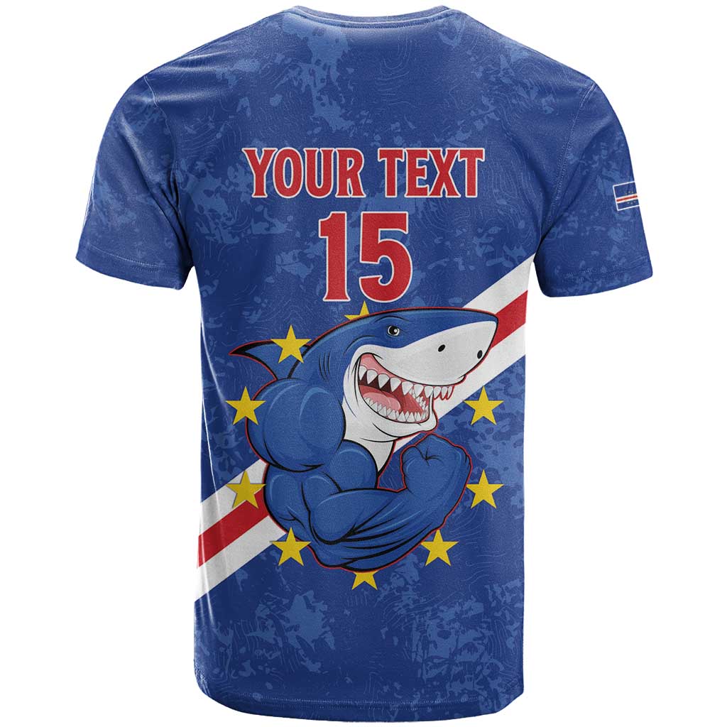 Custom Cape Verde Football T-Shirt Go Blue Sharks Graphic Tee