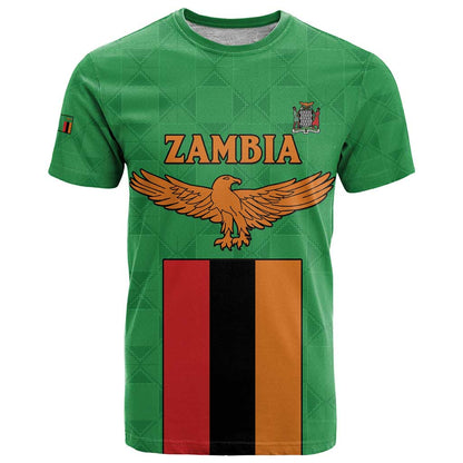 Personalised Zambia T-Shirt Flag Style Mix Kente Pattern Graphic Tee