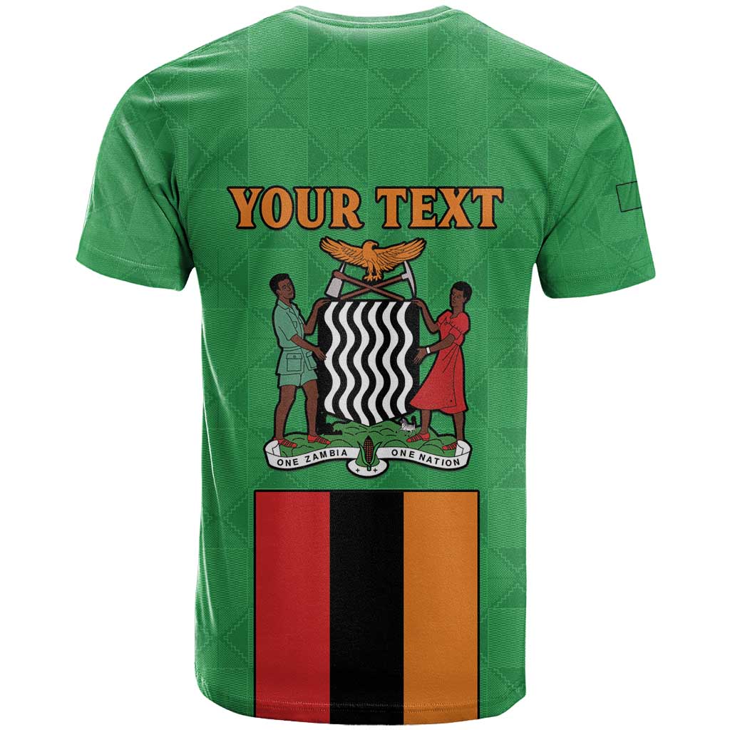 Personalised Zambia T-Shirt Flag Style Mix Kente Pattern Graphic Tee