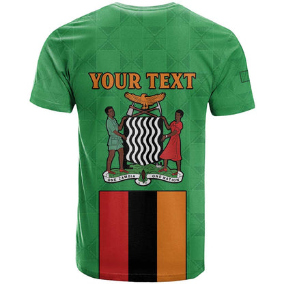 Personalised Zambia T-Shirt Flag Style Mix Kente Pattern Graphic Tee