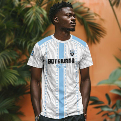 Custom Botswana Football T-Shirt Botswana Rising Again - Blue Graphic Tee