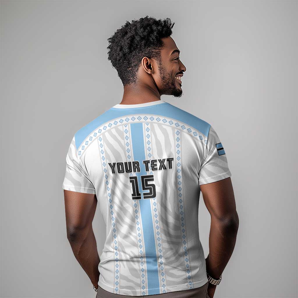 Custom Botswana Football T-Shirt Botswana Rising Again - Blue Graphic Tee
