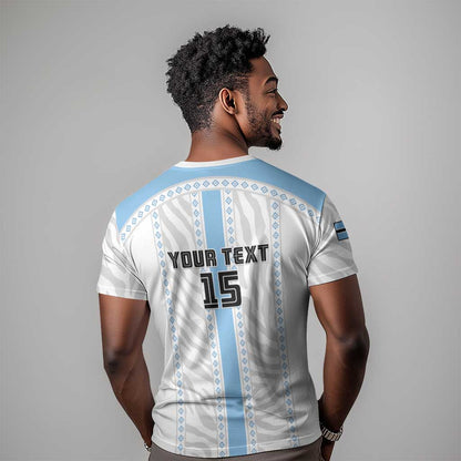 Custom Botswana Football T-Shirt Botswana Rising Again - Blue Graphic Tee