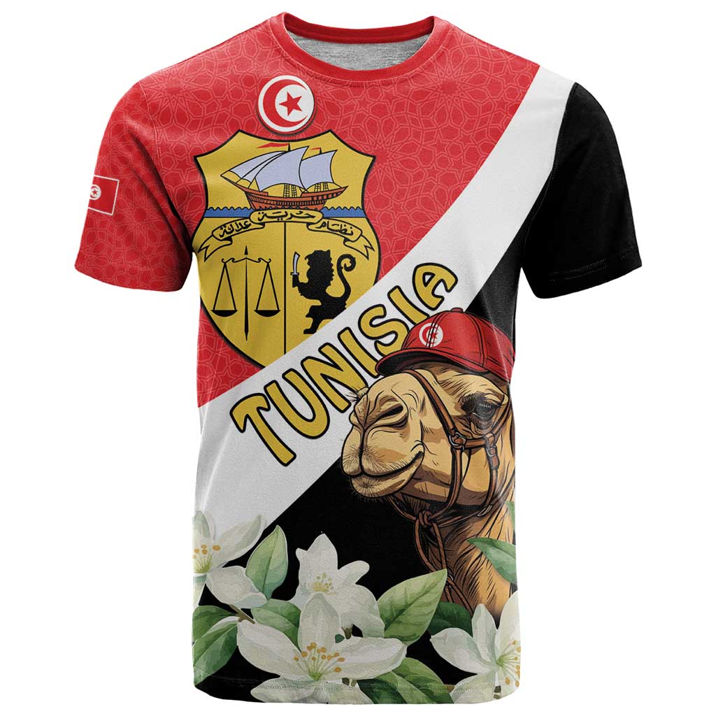Personalised Tunisia T-Shirt Camelus Dromedarius With Jasmine Graphic Tee