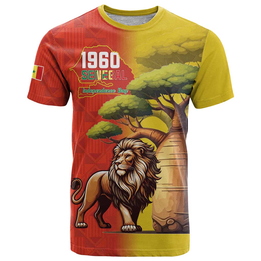 Senegal Independence Day T-Shirt Lion With Baobab Graphic Tee