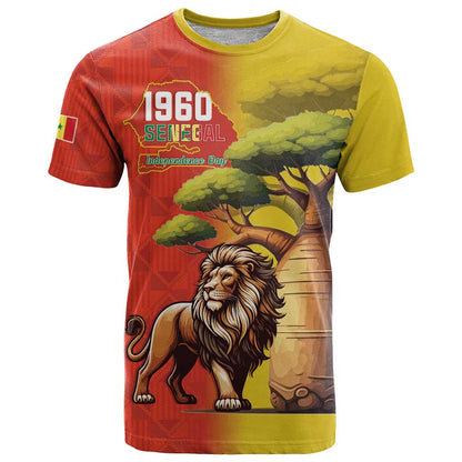 Senegal Independence Day T-Shirt Lion With Baobab Graphic Tee