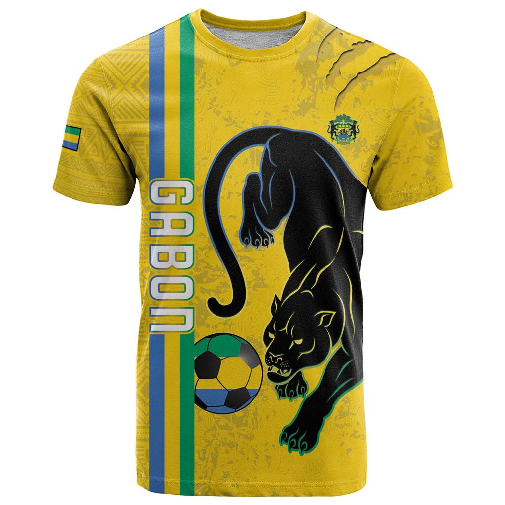 Custom Gabon Football T-Shirt Go Les Pantheres - Yellow Ver Graphic Tee