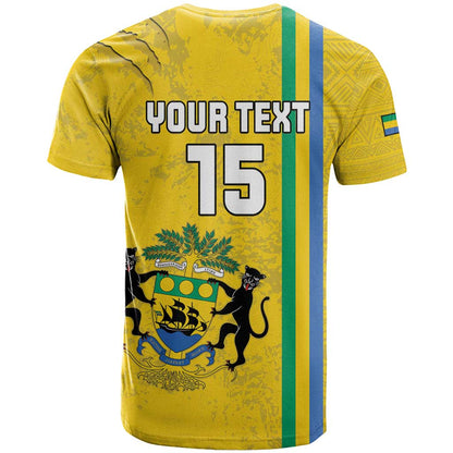 Custom Gabon Football T-Shirt Go Les Pantheres - Yellow Ver Graphic Tee