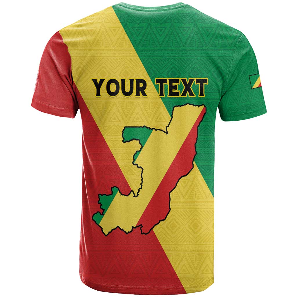 Personalized Congo Brazzaville T-Shirt Coat Of Arms With Map - Flag Style Graphic Tee