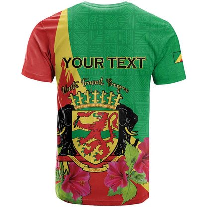 Personalized Congo Brazzaville National Day T-Shirt Coat Of Arms Hibiscus Flower Graphic Tee