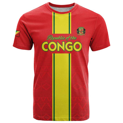 Custom Congo Brazzaville Football T-Shirt Go Ba Diabulu ya Mbwaki Red Color Graphic Tee