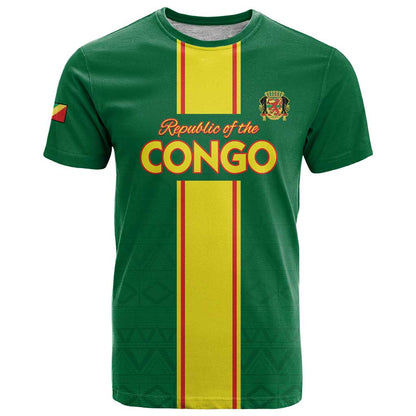 Custom Congo Brazzaville Football T-Shirt Go Ba Diabulu ya Mbwaki Green Color Graphic Tee