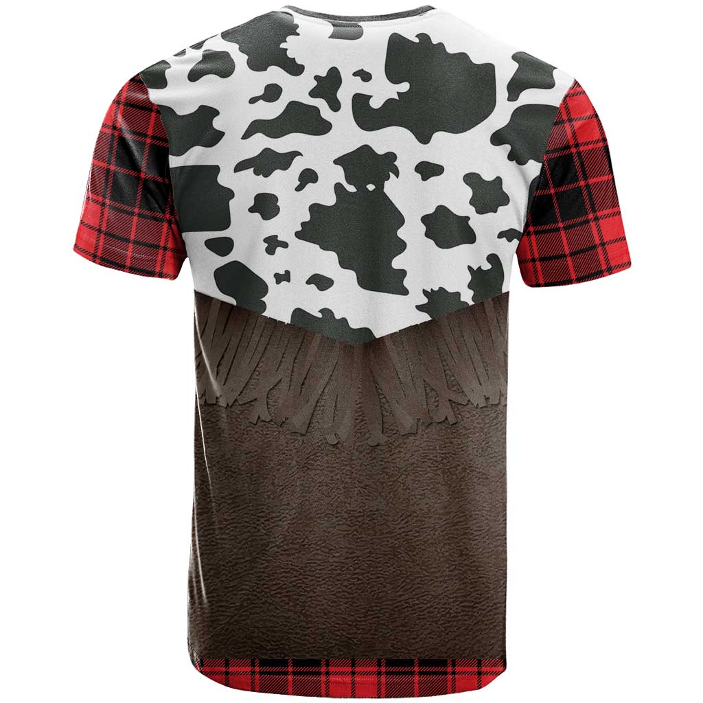Cowboy Vest Costume T-Shirt Black Red Plaid Pattern Graphic Tee