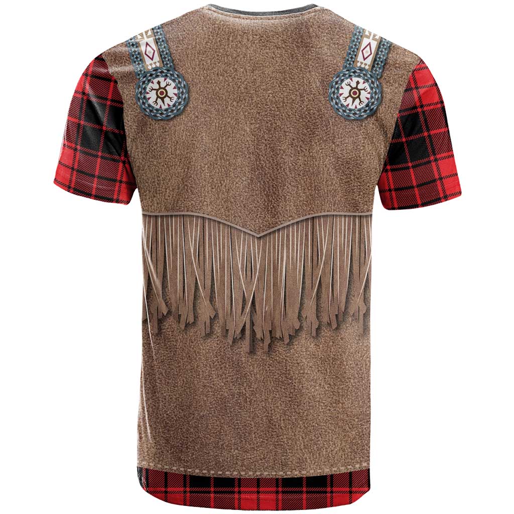 Retro Black Red Plaid T-Shirt Western Cowboy Vest Costume Graphic Tee
