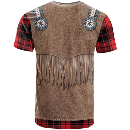 Retro Black Red Plaid T-Shirt Western Cowboy Vest Costume Graphic Tee