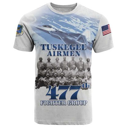 Tuskegee Airmen 477th Fighter Group T-Shirt Blue Sky Heritage Graphic Tee