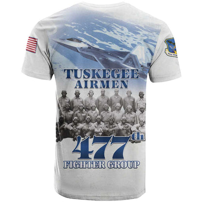 Tuskegee Airmen 477th Fighter Group T-Shirt Blue Sky Heritage Graphic Tee