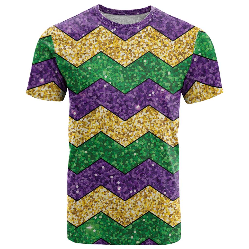 Mardi Gras Zigzag Sparkle Style T-Shirt Graphic Tee